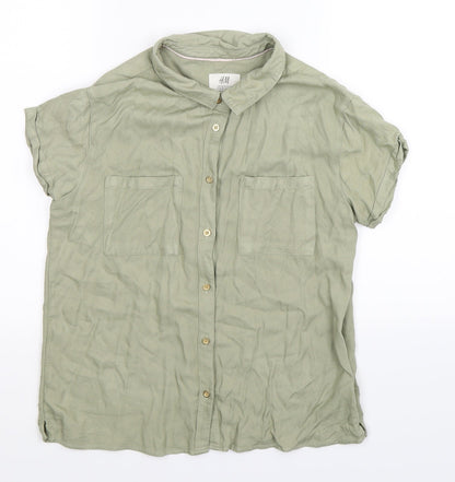 H&M Girls Green   Basic Button-Up Size 13-14 Years