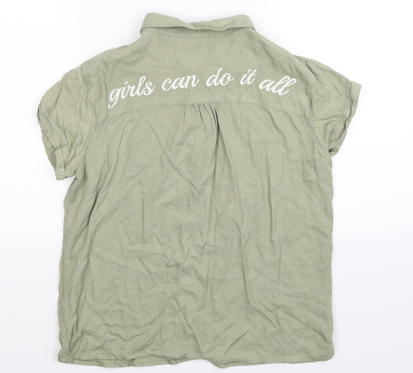 H&M Girls Green   Basic Button-Up Size 13-14 Years