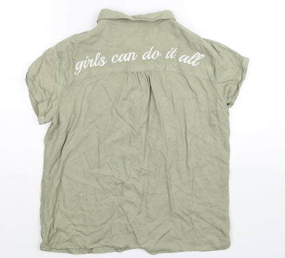 H&M Girls Green   Basic Button-Up Size 13-14 Years