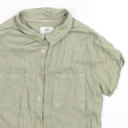 H&M Girls Green   Basic Button-Up Size 13-14 Years