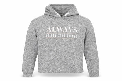 Front view of E-vie girls’ grey jersey pullover hoodie, size 11-12, years