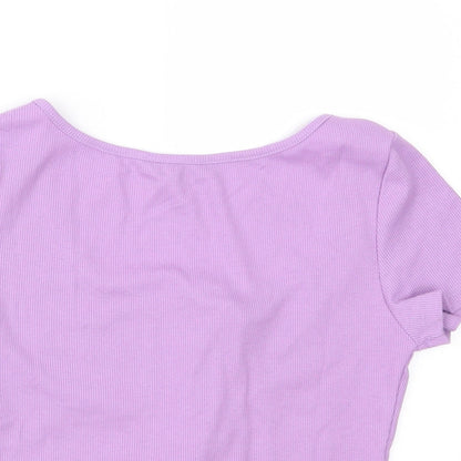 SheIn Womens Purple  Jersey Basic T-Shirt Size XS