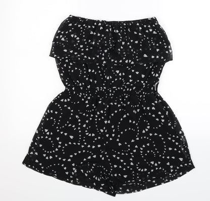 Apricot Womens Black Polka Dot Chiffon Playsuit One-Piece Size S  - hearts