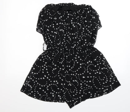 Apricot Womens Black Polka Dot Chiffon Playsuit One-Piece Size S  - hearts