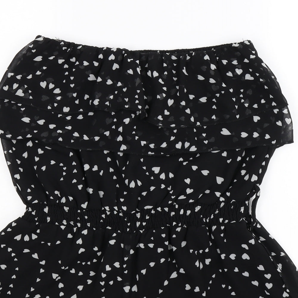 Apricot Womens Black Polka Dot Chiffon Playsuit One-Piece Size S  - hearts