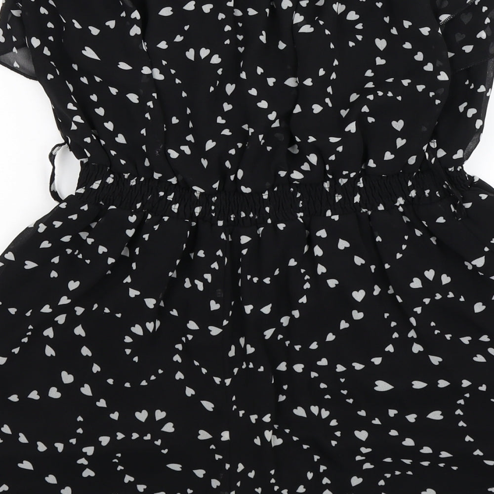 Apricot Womens Black Polka Dot Chiffon Playsuit One-Piece Size S  - hearts