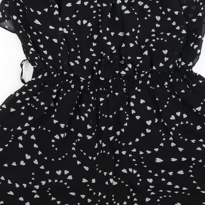 Apricot Womens Black Polka Dot Chiffon Playsuit One-Piece Size S  - hearts