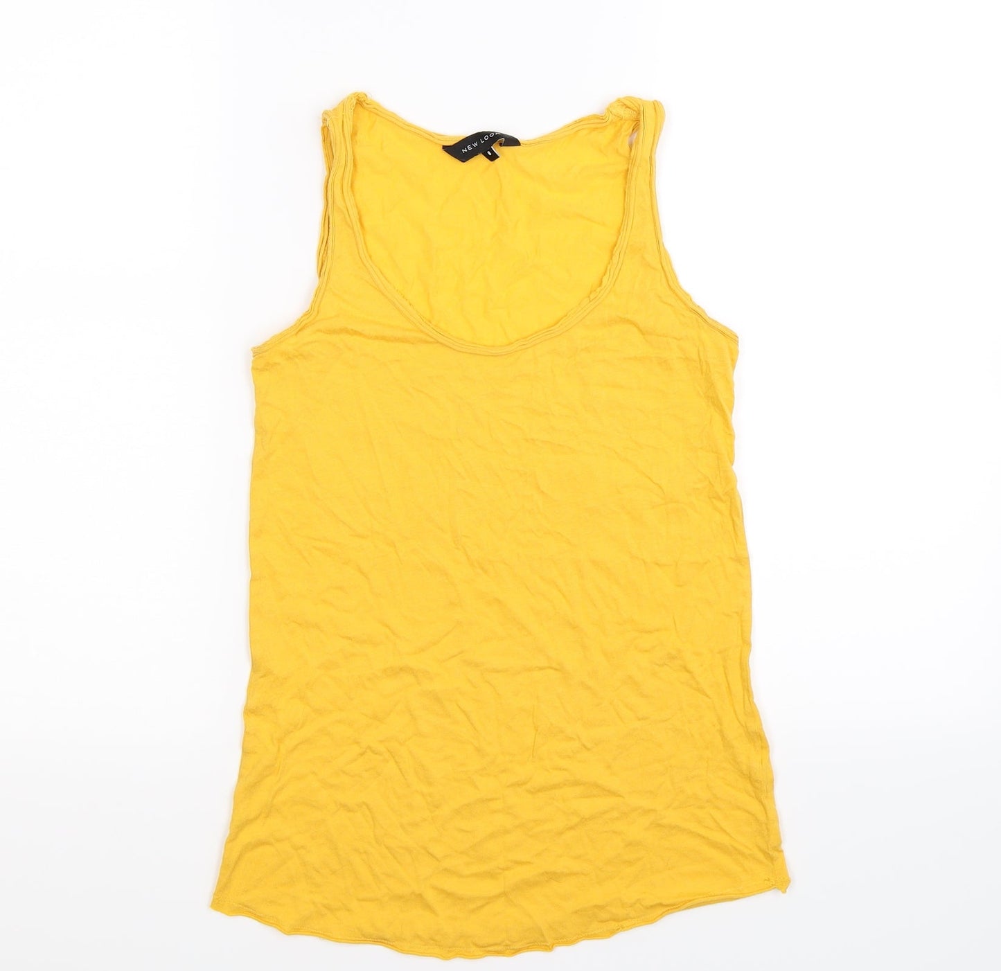 Womens UK Size S New Look Yellow Basic Tank