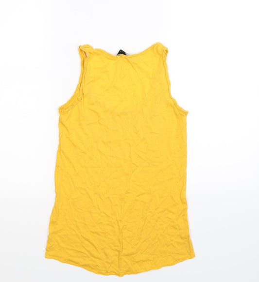 Womens UK Size S New Look Yellow Basic Tank