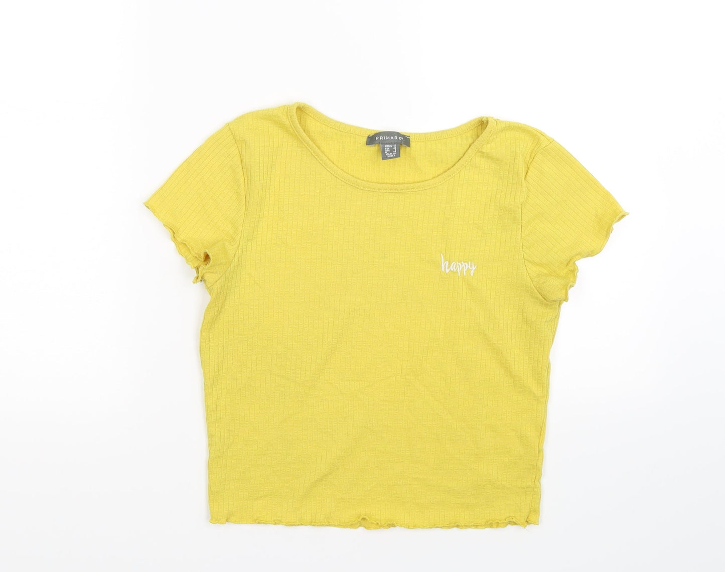 Primark Womens Yellow   Basic T-Shirt Size 12  - happy