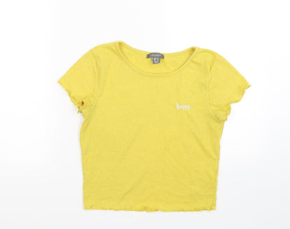 Primark Womens Yellow   Basic T-Shirt Size 12  - happy
