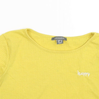 Primark Womens Yellow   Basic T-Shirt Size 12  - happy