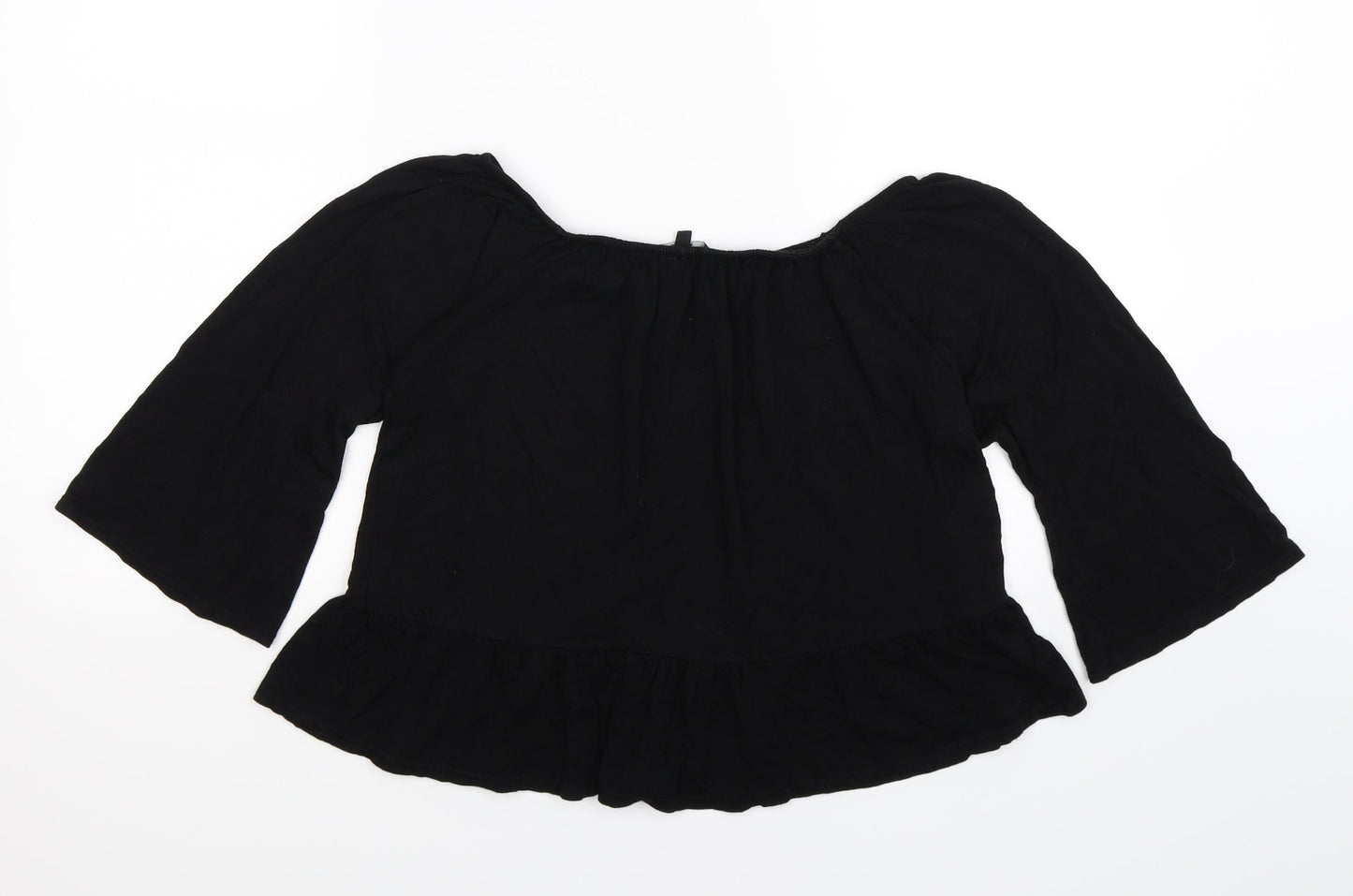 Womens UK Size 12 New Look Black Cropped Blouse