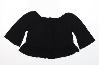 Womens UK Size 12 New Look Black Cropped Blouse