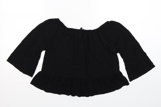 Womens UK Size 12 New Look Black Cropped Blouse