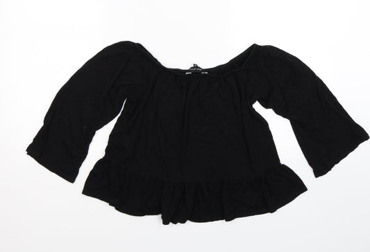 Womens UK Size 12 New Look Black Cropped Blouse