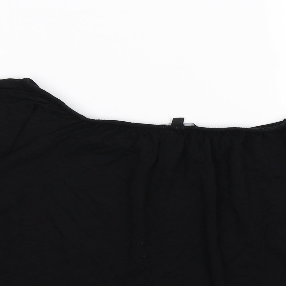 Womens UK Size 12 New Look Black Cropped Blouse
