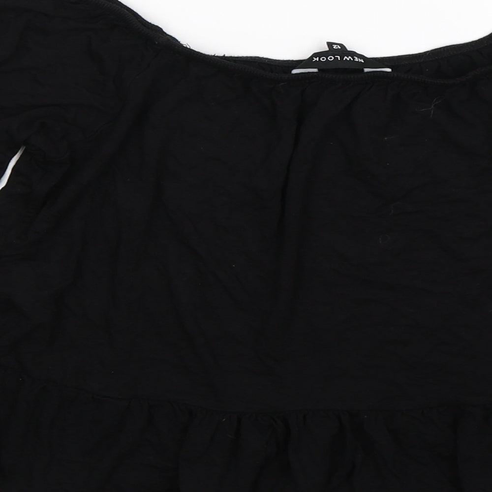 Womens UK Size 12 New Look Black Cropped Blouse