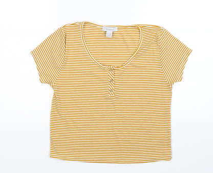 Primark Womens Orange Striped  Basic T-Shirt Size 14