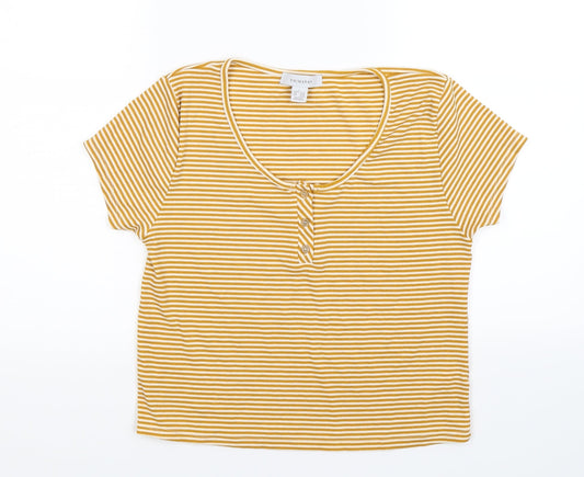 Primark Womens Orange Striped  Basic T-Shirt Size 14