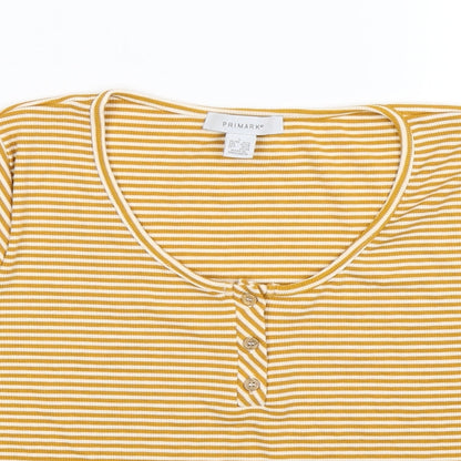 Primark Womens Orange Striped  Basic T-Shirt Size 14