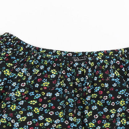 New Look Girls Black Floral Satin Cropped T-Shirt Size 13 Years