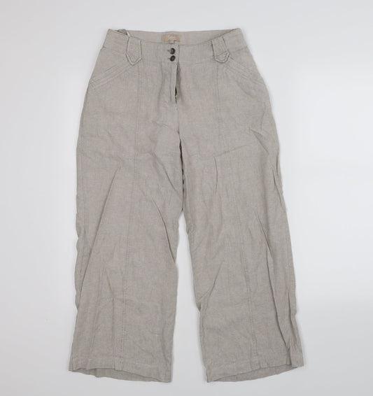 Soon Womens Beige Striped Denim Cropped Trousers Size 10 L21 in