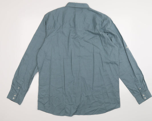 Mens UK Size XL Livergy Blue  Button-Up Long Sleeve Casual Shirt
