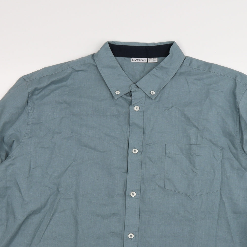 Mens UK Size XL Livergy Blue  Button-Up Long Sleeve Casual Shirt