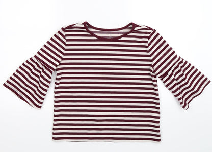 Gap Womens Red Striped  Pullover Jumper Size XS  - frill sleeve