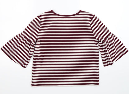 Gap Womens Red Striped  Pullover Jumper Size XS  - frill sleeve