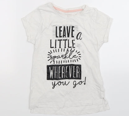 Matalan Girls White   Basic T-Shirt Size 7 Years  - leave a sparkle
