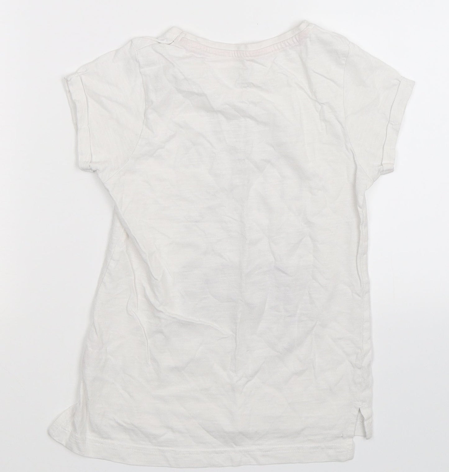 Matalan Girls White   Basic T-Shirt Size 7 Years  - leave a sparkle