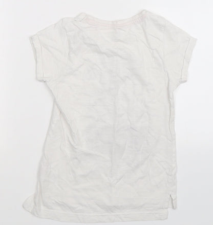 Matalan Girls White   Basic T-Shirt Size 7 Years  - leave a sparkle