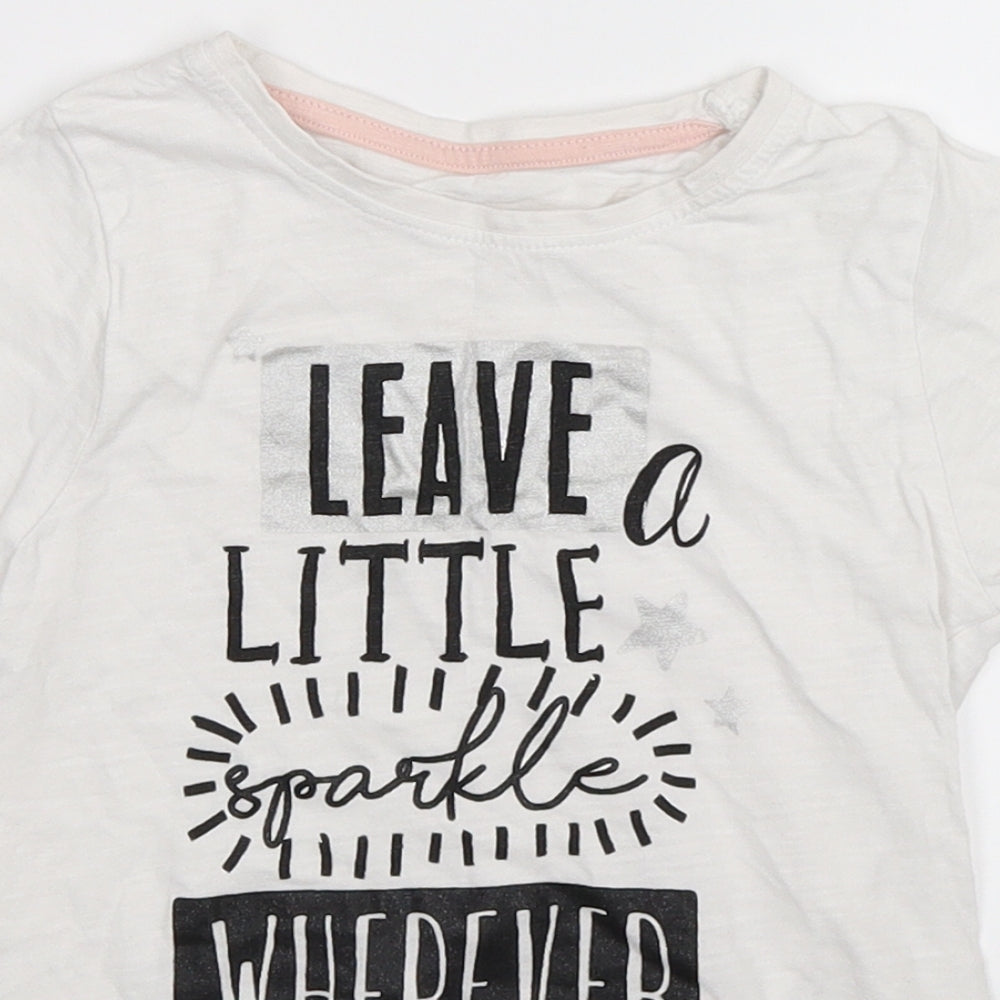 Matalan Girls White   Basic T-Shirt Size 7 Years  - leave a sparkle