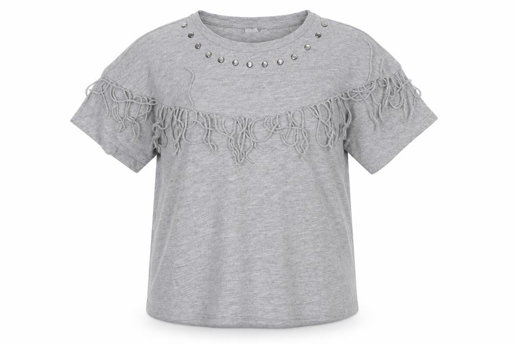Front view of Tu girls’ grey basic t-shirt, size 7, years
