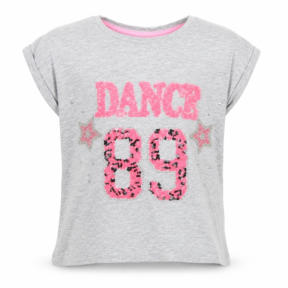 Front view of George girls’ grey basic t-shirt, size 7-8, years - hance