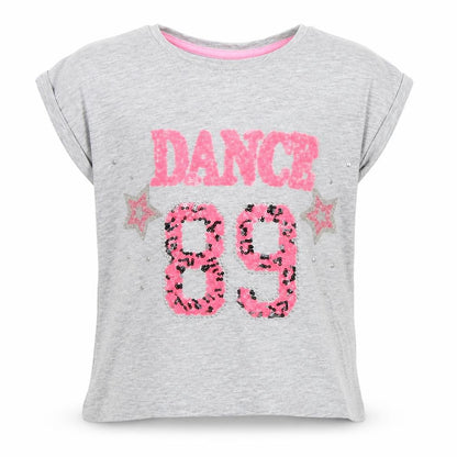 Front view of George girls’ grey basic t-shirt, size 7-8, years - hance