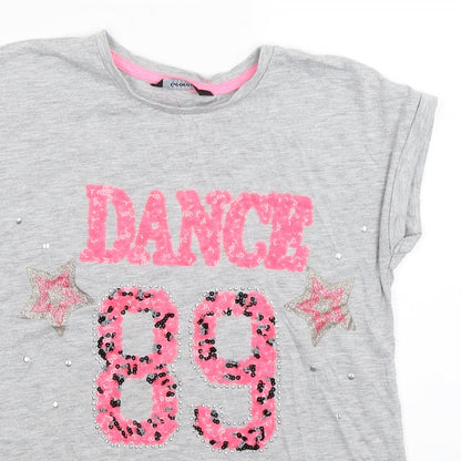 George Girls Grey   Basic T-Shirt Size 7-8 Years  - hance