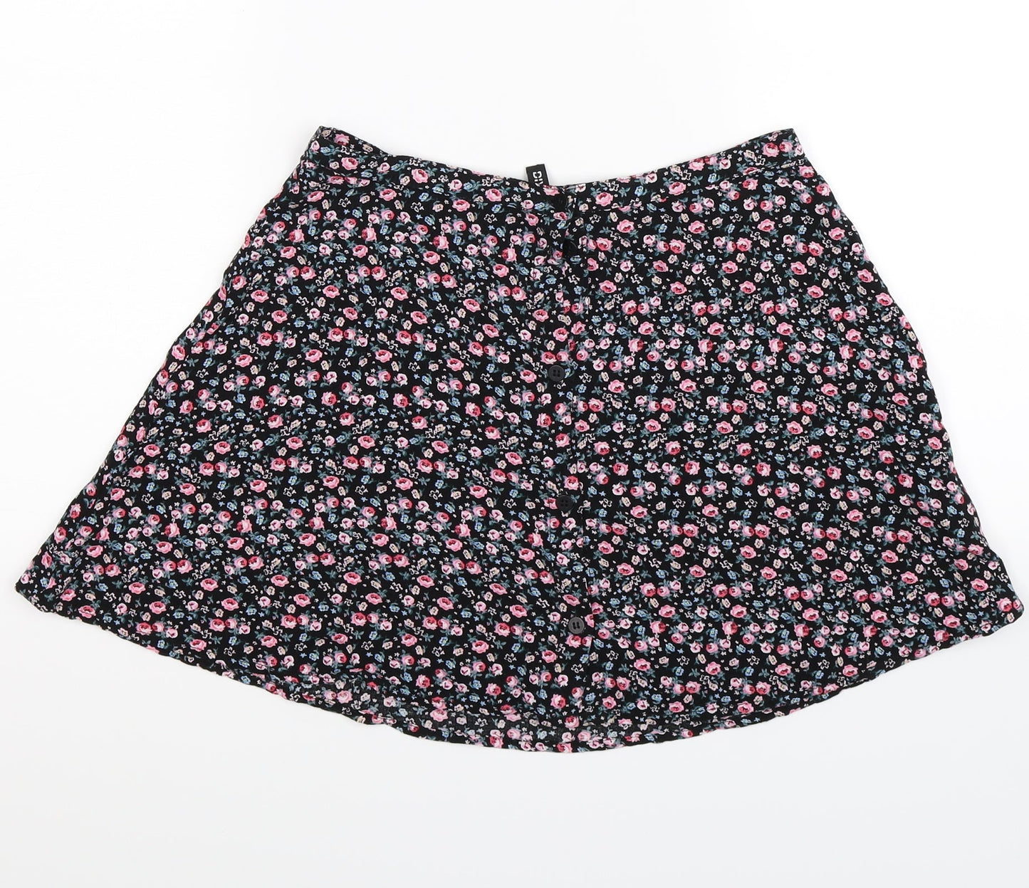 Divided Womens Black Floral  Flare Skirt Size 10