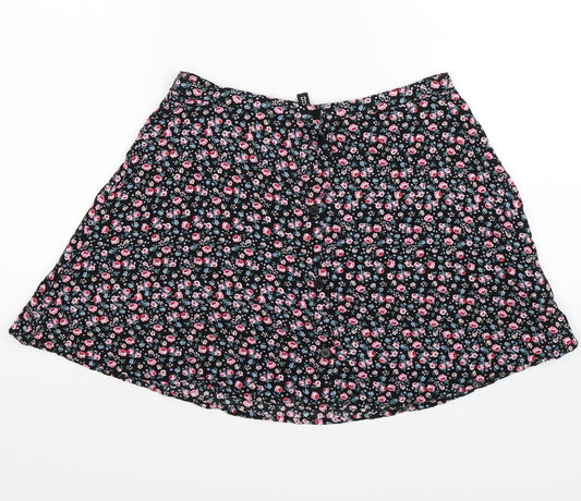 Divided Womens Black Floral  Flare Skirt Size 10