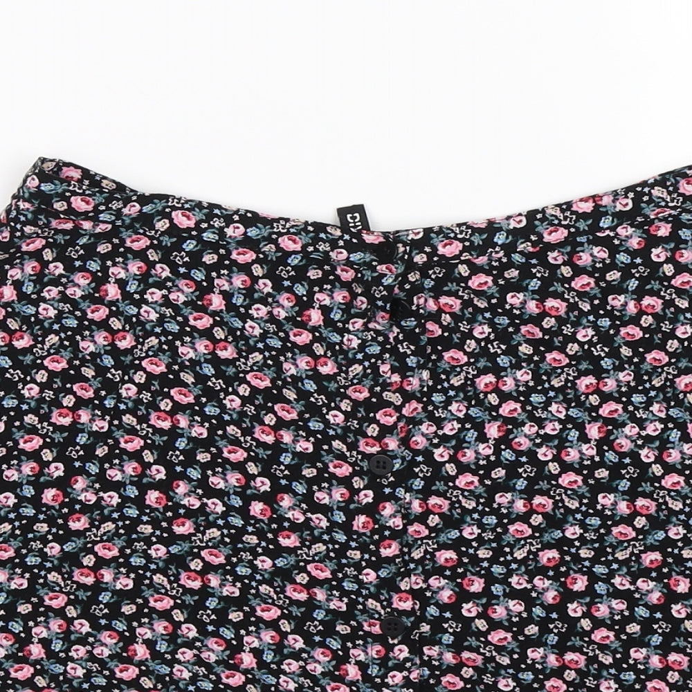 Divided Womens Black Floral  Flare Skirt Size 10
