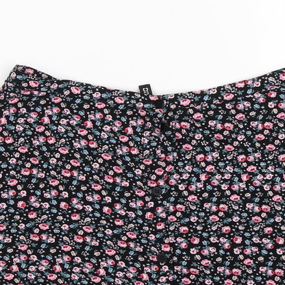 Divided Womens Black Floral  Flare Skirt Size 10