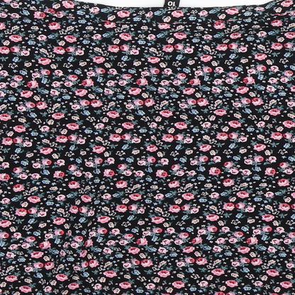 Divided Womens Black Floral  Flare Skirt Size 10