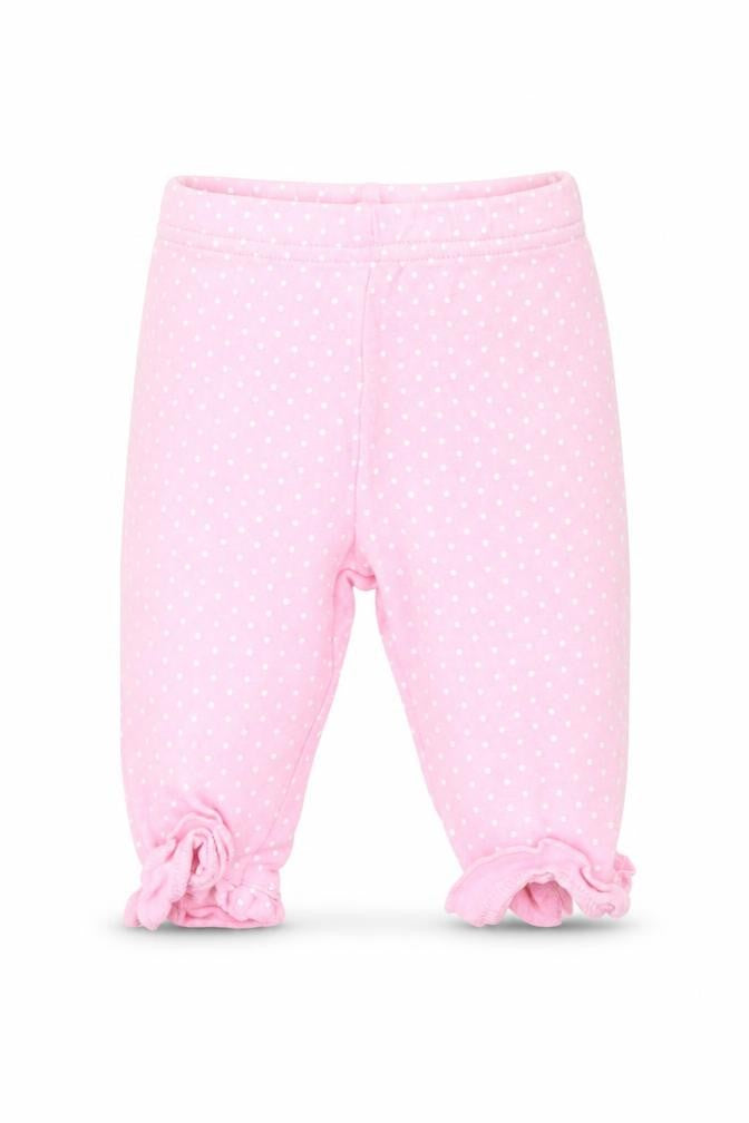 Front view of George girls’ pink polka dot jogger leggings, size 0-3, months