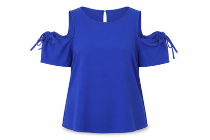 Front view of Dorothy Perkins women’s blue basic blouse, size UK 10