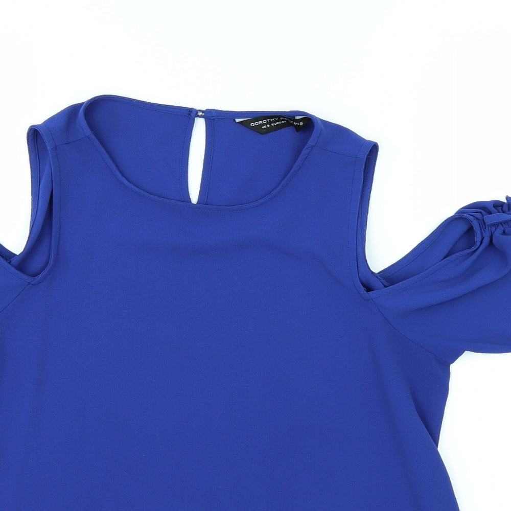 Womens UK Size 10 Dorothy Perkins Blue Basic Blouse