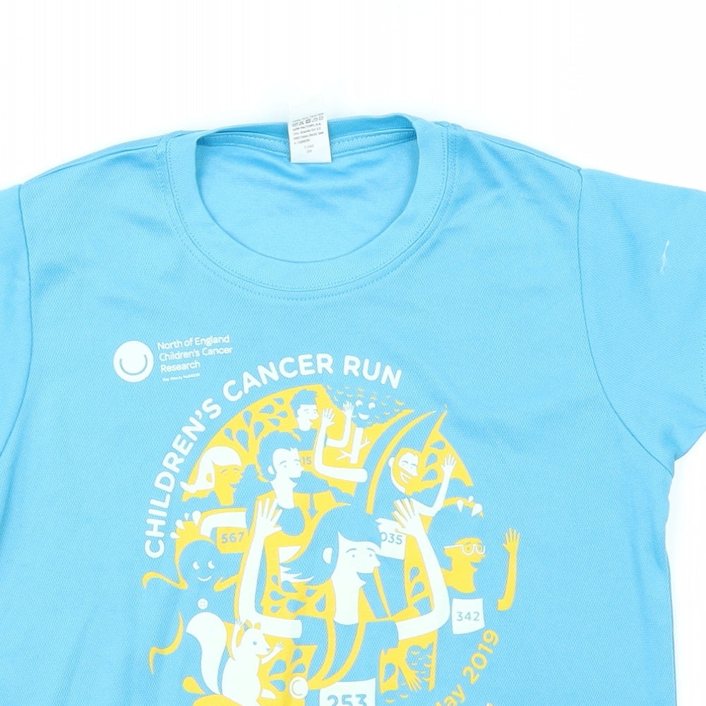Close-up detail of Roly boys’ blue basic t-shirt, size 4, years