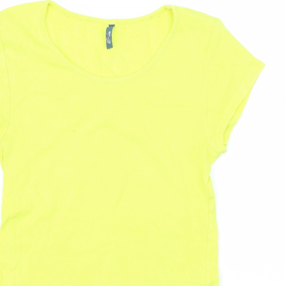 E-vie Womens Yellow   Basic T-Shirt Size 10