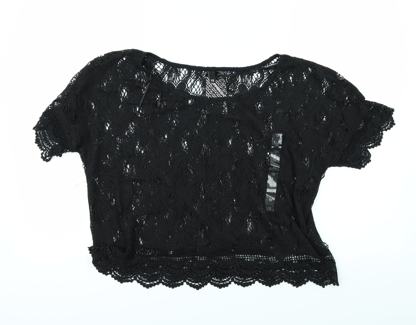 Womens UK Size 12 H&M Black Basic T-Shirt